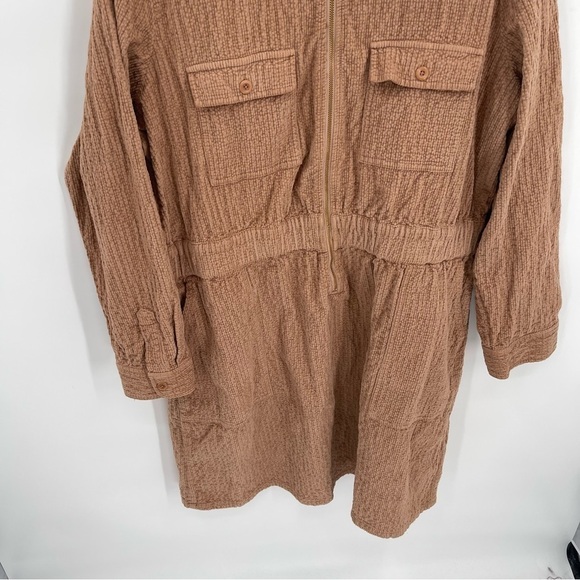 J. Crew Zip-Front Cinched Dress Corduroy Tan Sz 18 Women’s Long Sleeves - Picture 3 of 11